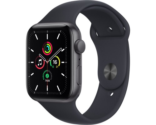 Apple Watch SE 44mm - Zwart Aluminium zwarte Sportband